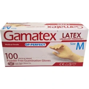 دستکش لاتکس بدون پودر اپی پرفکت گاماتکس 100 عددی Gamatex OP Perfect